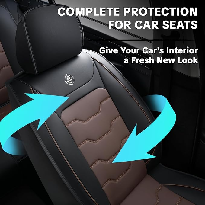 Car Seat Covers, Universal Fit for Most Vehicles, Waterproof Leather, Pet-Friendly Car Seat Covers, 5-Piece Complete Set, Protects Car Seats, Upgrades Interior, Airbag Compatible