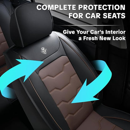 Car Seat Covers, Universal Fit for Most Vehicles, Waterproof Leather, Pet-Friendly Car Seat Covers, 5-Piece Complete Set, Protects Car Seats, Upgrades Interior, Airbag Compatible