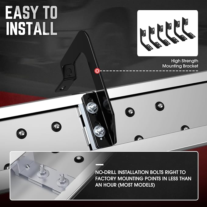 DNA Motoring 6.5" Flat Running Boards Side Step Nerf Rails Bars Compatible with 2004-2014 Ford F150, Fits Standard Cab Models, STEPB-U-F15004-T1-S