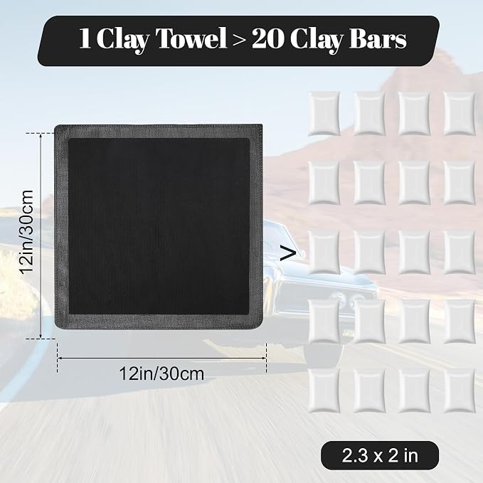 Clay Towel 2 Pack 12 x 12 Inch, Gray Clay Bar Towel for Auto Detailing Microfiber Car Cloth Cleaner Automotive for Car Detailing