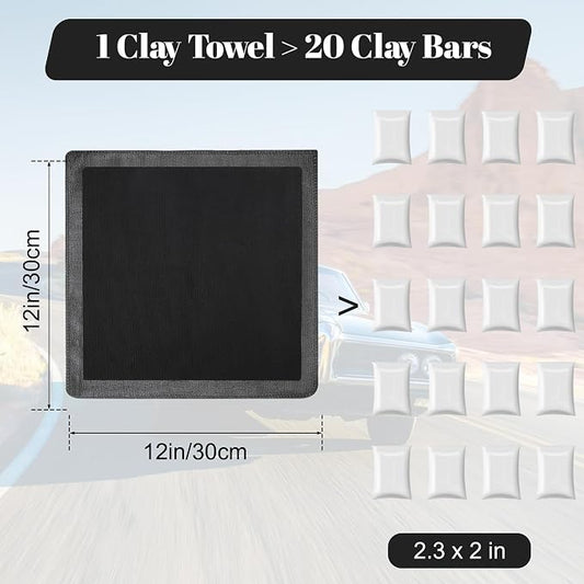 Clay Towel 2 Pack 12 x 12 Inch, Gray Clay Bar Towel for Auto Detailing Microfiber Car Cloth Cleaner Automotive for Car Detailing