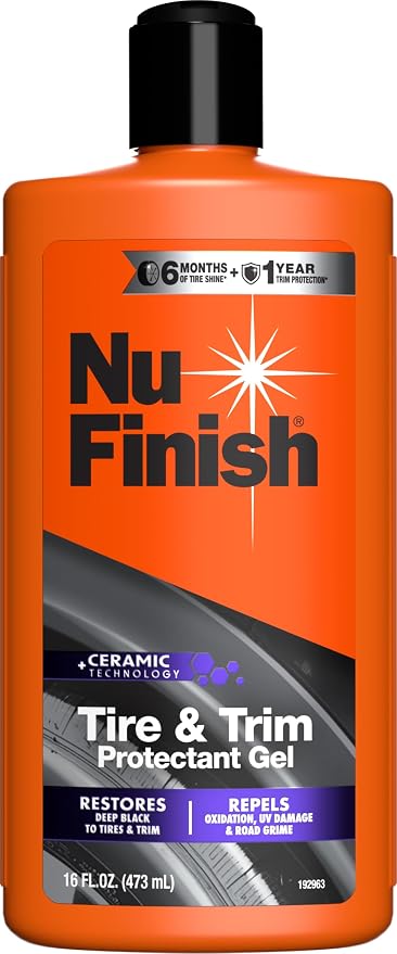 Nu Finish Tire and Trim Protectant Gel, Tire Shine and Trim Shine, Ceramic Technology, Car Cleaning Supplies, 16 fl oz