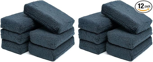 The Rag Company - Premium Grade Microfiber Detailing Applicator Sponges - Versatile Detailing Tool, Extra Absorbent, Able to Withstand Numerous Uses, 3in x 5in, Black (12-Pack)