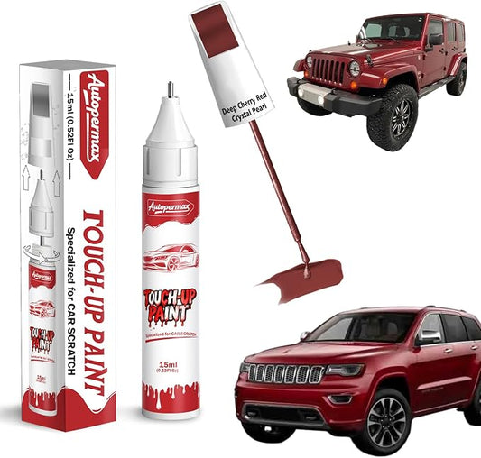 PRP/JRP Deep Cherry Red Crystal Pearl Car Touch Up Paint for Jeep, Color Accurate Two-In-One Car Paint Scratch Repair Pen, Professional Scratch Remover for Vehicles Chips and Nicks Scuff