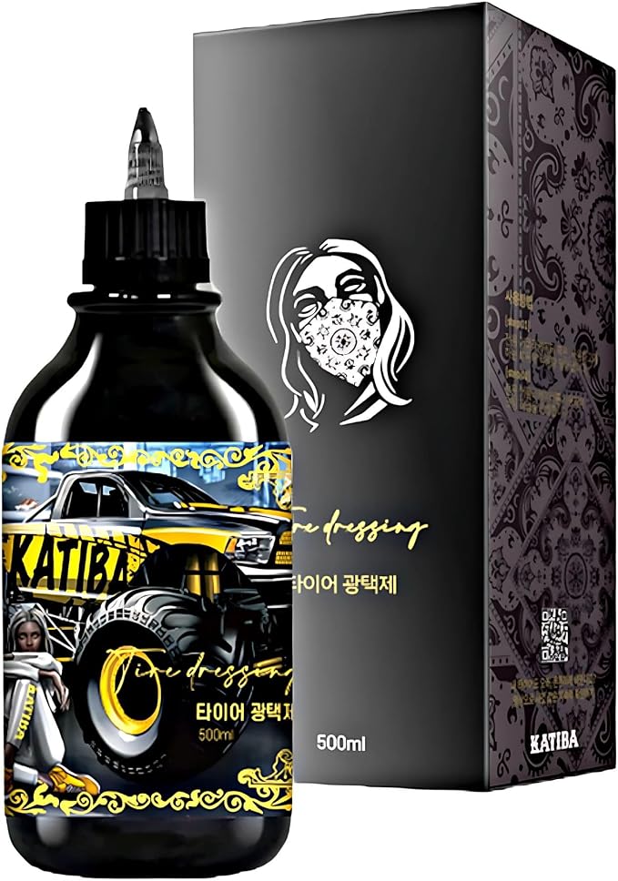 KATIBA Tire Dressing – Durable Tire Shine & Protection for a Dark Rich Look – Water-Repellent Finish with Smooth Application – Maintain Clean Sidewalls – Long-Lasting Results – 500ml Bottle