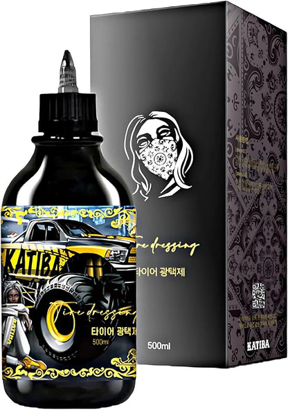 KATIBA Tire Dressing – Durable Tire Shine & Protection for a Dark Rich Look – Water-Repellent Finish with Smooth Application – Maintain Clean Sidewalls – Long-Lasting Results – 500ml Bottle