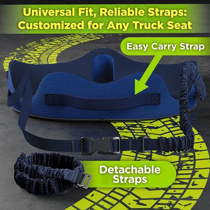 XL Truck Seat Cushion for Truck Driver Seat Cushion - Upgraded Back Support, CertiPUR-US® Certified - Thick Memory Foam, Pain Relief for Hours of Driving, Trucker Approved Big Rig - Navy