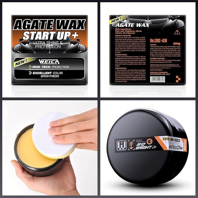 Ceramic-Boosted Carnauba Wax Paste - Triple-Layer Shield, Dust Repellent & Deep Gloss (200g w/Applicator)