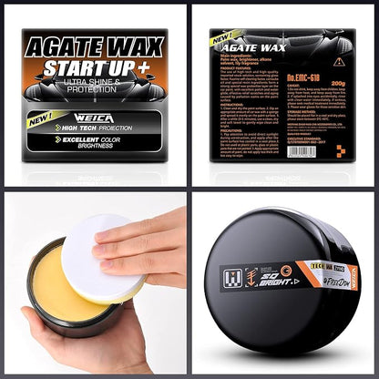 Ceramic-Boosted Carnauba Wax Paste - Triple-Layer Shield, Dust Repellent & Deep Gloss (200g w/Applicator)