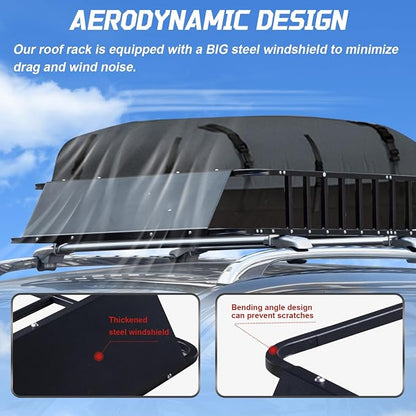 64”x45”x8” Roof Cargo Rack for SUV Car Trucks,Heavy Duty Cargo Basket Anti-Rust Top Luggage Rack