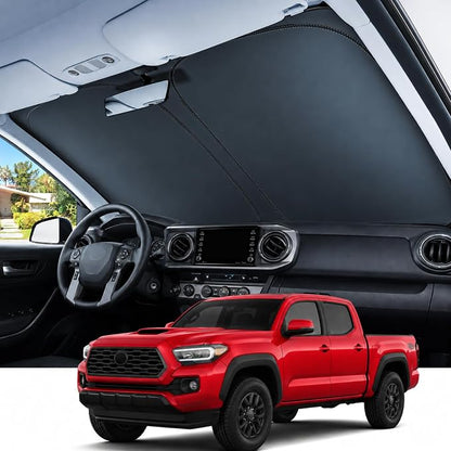 REEVAA Upgraded for Toyota Tacoma 2016-2026 Windshield Sunshade [Tailored Fit, 99% Sun Protection] Foldable Sun Shade Car Accessories with Storage Bag