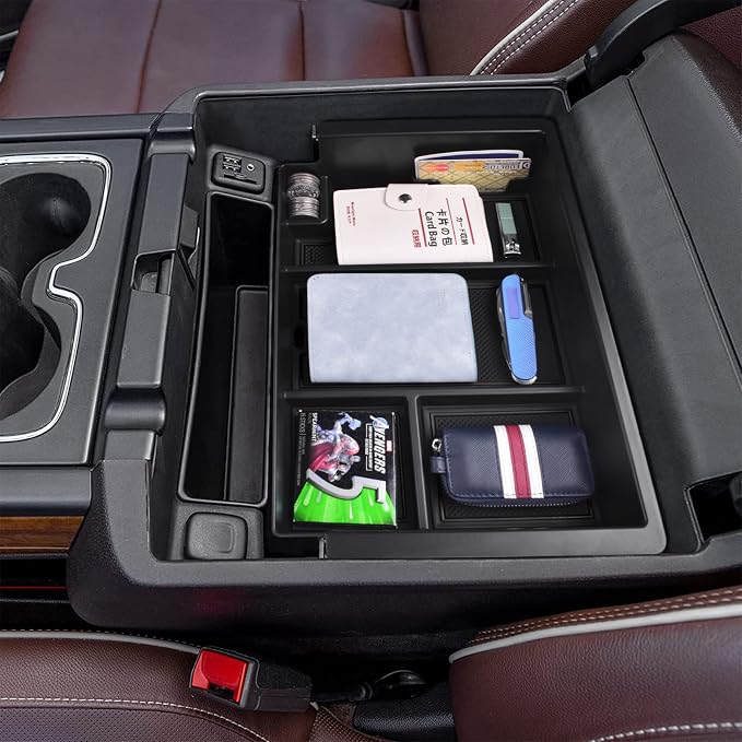 EDBETOS Full-Size Center Console Organizer Tray Compatible with 2014-2018 Chevy Silverado/GMC Sierra 1500 and 15-19 2500HD/3500HD,2015-2020 Tahoe/Suburban/Yukon/XL(Full Console w/Bucket Seats ONLY)
