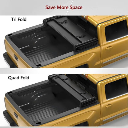 YITAMOTOR Soft Quad Fold Truck Bed Tonneau Cover Compatible with 1999-2016 Ford F-250 F-350 F-450 F250 F350 F450 Super Duty, Styleside 6.75 ft Bed