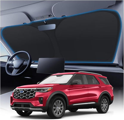 KUST Windshield Sun Shade for 2020-2025 2026 Ford Explorer Accessories, Custom Fit Car Front Sunshade Foldable Window Sun Visor Protector Blocks UV Rays Keep Car Cooler