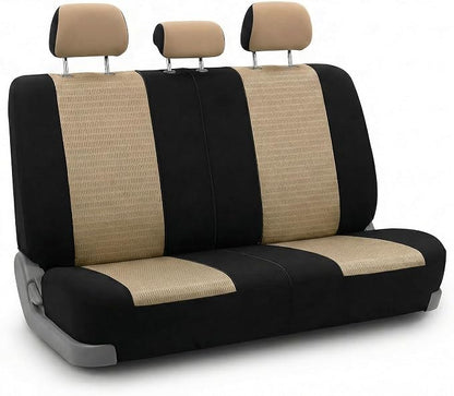 FH Group Automotive Seat Cover Trendy Elegance for Back Seat Begie Car Interior Accessories for SUV, Sedan & Van Universal Fit Combo Rear Seat Cover Split Bench Car Seat Protector for Dogs and Kids