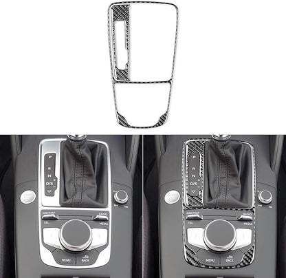 Real Premium Carbon Fiber Decor Compatible with Audi A3 S3 RS3 8V 2013 2014 2015 2016 2017 2018 2019 Car Automatic Gear Shift Panel Decal Kit Auto Interior Accessories Sticker 2pcs Black