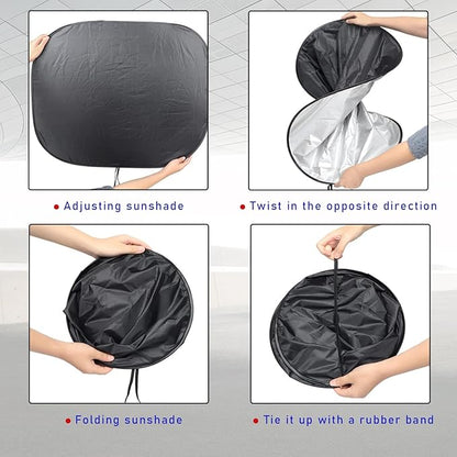 Kewucn 2 PCS Car Windshield Sun Shade, Foldable Sunshade for Car Front Window and Interior Sun Protection, Windshield Shade for Sun Heat and UV Rays, Car Accessories(31''×28", Sliver)