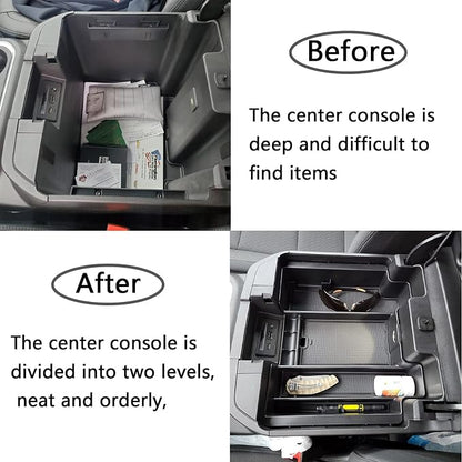 Center Console Organizer Compatible with 2020-2023 Silverado/Sierra 2500/3500HD/ 2019-2022 Chevy Silverado 1500 / GMC Sierra 1500 Accessories - Full-Coverage Insert Tray, ABS material Black