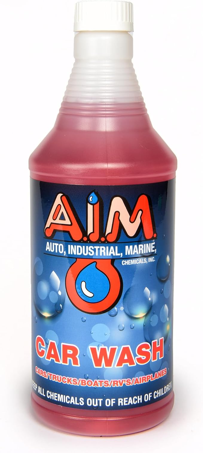 AIM Chemicals Car Wash - High Foam Formula Car Shampoo, Professional Car Wash Shampoo Compatible with Ceramic Coatings - Ideal for Foam Guns - Streak-Free Finish for Detailing - 1 Quart