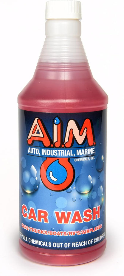 AIM Chemicals Car Wash - High Foam Formula Car Shampoo, Professional Car Wash Shampoo Compatible with Ceramic Coatings - Ideal for Foam Guns - Streak-Free Finish for Detailing - 1 Quart
