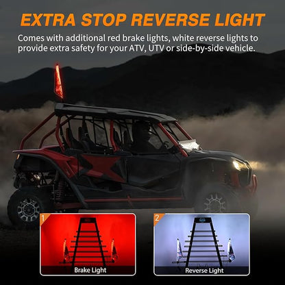 Nilight RGB Whip Light 1PC 2FT Lighted Antenna Whips with Remote & App Control DIY Chasing Patterns Brake Reverse Lights for ATV UTV Polaris RZR Can-am Dune Buggy Pickup Trucks Jeep