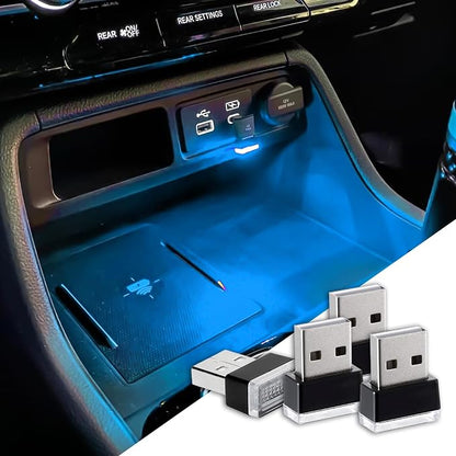 deemars 4PCS USB LED Car Interior Atmosphere Lamp, Car Night Lights, Mini USB LED Decoration Light Ambient Interior Light, Car Accessories Plug-in Interface Ambient Lighting Kit for Most Cars