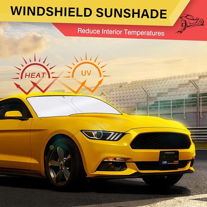 Sun Shade for Car Windshield, Foldable Universal Car Windshield Sun Shade UV Rays Reflective Sun Visor Shade Keeps Vehicle Cool for Cars, Trucks, SUVs (59 x 31.5 in)