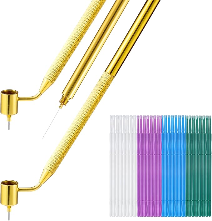 Tondiamo 100 Pack 0.5 mm Touch up Paint Brushes Repair Pen Gold Paint Applicator Fluid Writer Pen Detailing Disposable Micro Applicator for Auto Repair Chip Automotive Scratch (Purple,Blue,Teal,White)