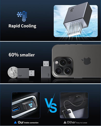 Wireless CarPlay Adapter for iPhone Plug & Play Seamless Connection Convert Wired to Wireless CarPlay for iOS 10+ and Cars from 2016