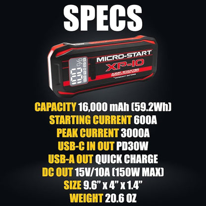 Antigravity Batteries 600A Lithium Jump Starter – 12V Portable Battery Booster for Gas & Diesel Vehicles up to 7.3L, Compact Jump Box with USB-C Fast Charging