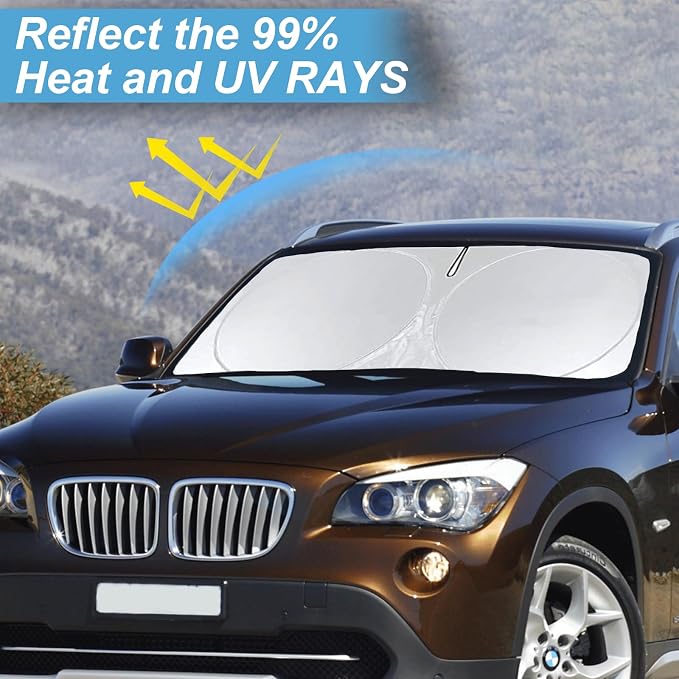 for X1 E84 Sunshade Windshield Sun Shade for BMW X1 E84 Accessories 2011 2012 2013 2014 2015 Insulated Front Window Shield Windshield Cover Sun Visor Protector Privacy UV Reflector Blocks Heat