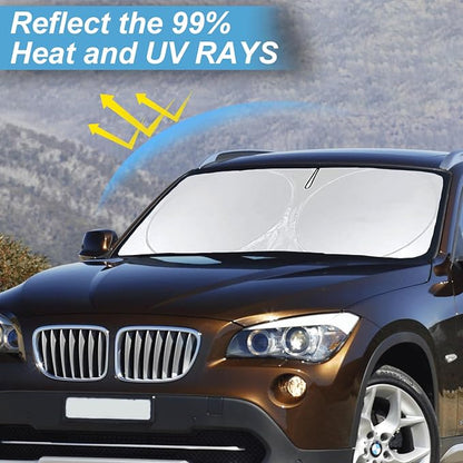 for X3 2019 Windshield Sun Shade Custom Fit for 2018-2025 BMW X3 X5 Foldable Sunshade Protector for X4 X7 X6 Front Windows Cover Shield Reflective Polyester Sun Visor Cover SUV Accessories