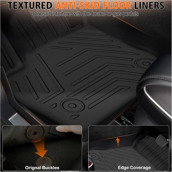 All Weather Car Floor Mats Cargo Liner for Ford Escape 2013-2018 2019, TPE Rubber Floor Liners Anti-Slip Full Set Automotive Mats for 2019 Ford Escape Accessories