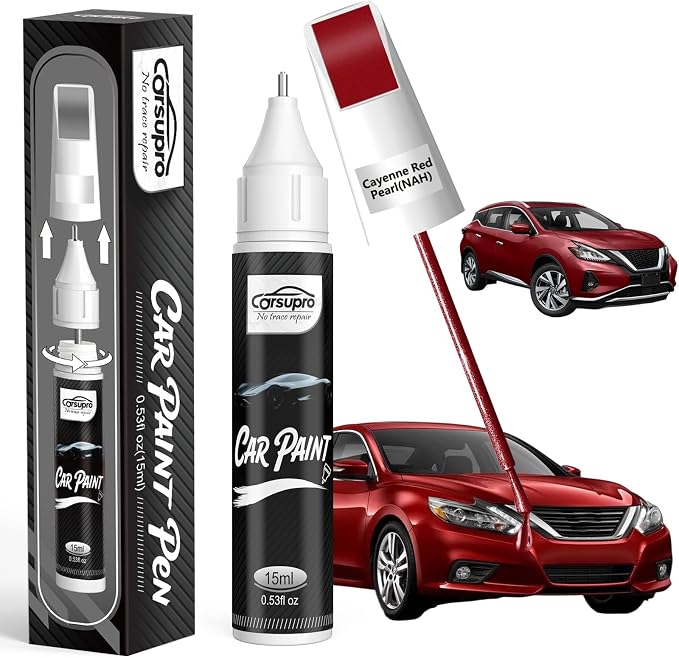 Cayenne Red Pearl(NAH) for Nissan Touch Up Paint Pen, 2 in 1 Car Scratch Remover with Pen Tip and Brush, Precise Color Match for Car Paint Scratch Repair, Quickly and Easily Fix Chips and Nicks