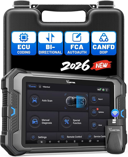 VDIAGTOOL Bidirectional Scan Tool VD80 BT Lite, 2026 8" Wireless Full System OBD2 Scanner Diagnostic Tool with 28+ Resets, ECU C0ding, Oil/Brake/BMS/SAS, FCA, CAN FD & DoIP, 2 Years Free Update