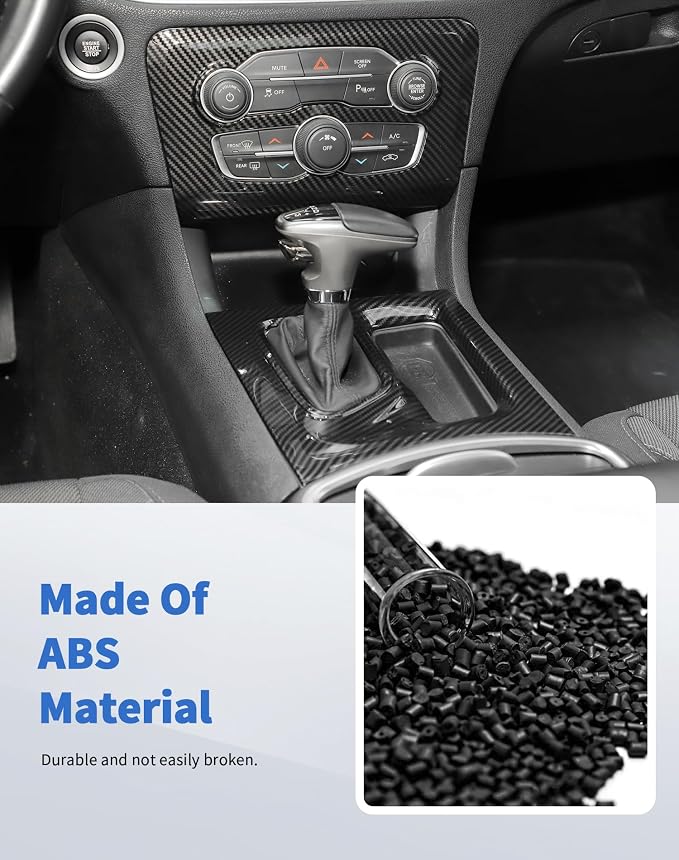 for Dodge Charger 2015+ Central Control Interior Cover Trim Kit, 12pcs Carbon Fiber Central Control Dash & Gear Shift Panel Decor Cover Trim Set Interior Accessories