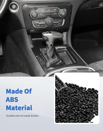 for Dodge Charger 2015+ Central Control Interior Cover Trim Kit, 12pcs Carbon Fiber Central Control Dash & Gear Shift Panel Decor Cover Trim Set Interior Accessories