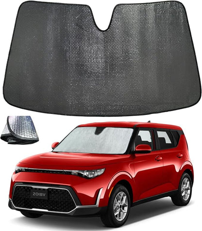 Car Windshield Sun Shade for KIA Soul 2020-2025 Front Window Sunshade Sun Visor Protection Cover Accessories -5-Layer Bubble Foldable Thicken Blocks Heat & UV Rays Keep Car Cooler