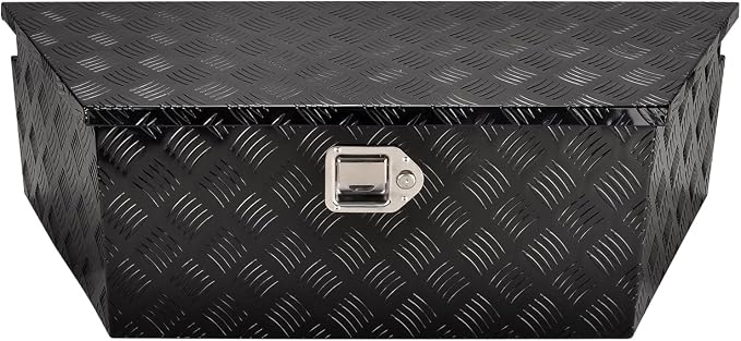 39''Inch Aluminum Trailer Tongue Tool Box Truck Bed Toolbox Truck Trailer Chest Box Underbody Storage Organizer Waterproof Square Storage Organizer w/Lock & Keys Black(‎39" Lx16.5 Wx12 H)