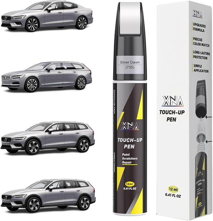 XNA Silver Dawn(735) for Volvo Touch Up Paint, Car Scratch Remover for Nicks and Chips Repair, 2-In-1 Quick & Easy Fix Car Scratch Repair Kit with Exact Color-Matched