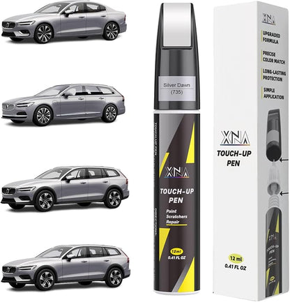 XNA Silver Dawn(735) for Volvo Touch Up Paint, Car Scratch Remover for Nicks and Chips Repair, 2-In-1 Quick & Easy Fix Car Scratch Repair Kit with Exact Color-Matched
