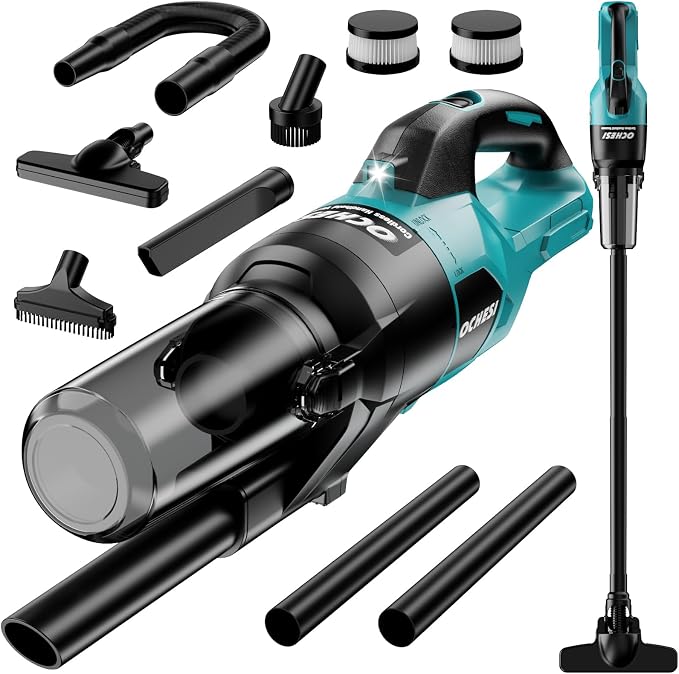 Cordless Vacuum Cleaner for Makta 18V Battery, 6 in 1 Handheld Electric Vacuum Cleaner with HEPA Filter and LED Light, 46 CFM Portable Hand Vacuum for Floor, Carpet, Car (Battery Not Included)