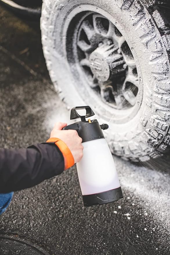 IK FOAM Pro 2+ Pump Spray Foamer with Schrader Valve – FoamSprayer 50 oZ – High-Pressure, Adjustable Nozzle – Ideal for Car Detailing, Cleaning & Maintenance