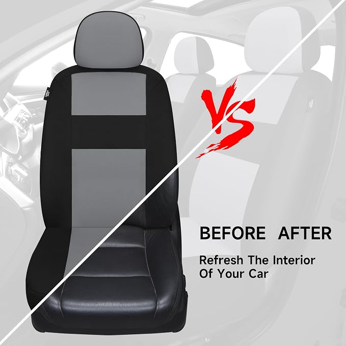 VarCozy Seat Covers for Car Front Pair, Breathable Cloth Front Car Seat Covers, Universal Cloth Seat Covers for SUV Sedan Van, Automotive Interior Covers, Airbag Compatible