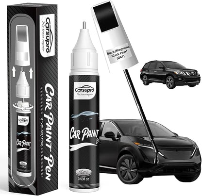 Black/Magnetic Black Pearl(G41) for Nissan Touch Up Paint Pen, 2 in 1 Car Scratch Remover with Pen Tip and Brush, Precise Color Match for Car Paint Scratch Repair, Quickly and Easily Fix Chips and Nicks