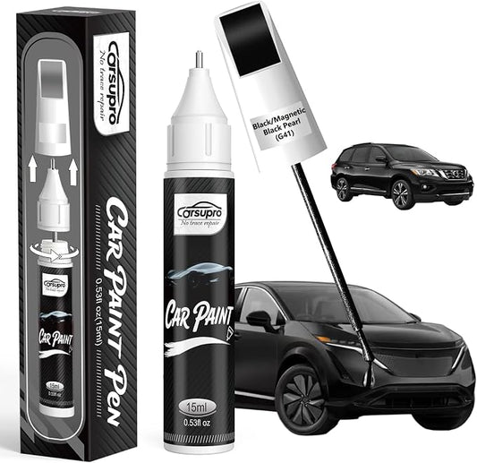 Black/Magnetic Black Pearl(G41) for Nissan Touch Up Paint Pen, 2 in 1 Car Scratch Remover with Pen Tip and Brush, Precise Color Match for Car Paint Scratch Repair, Quickly and Easily Fix Chips and Nicks
