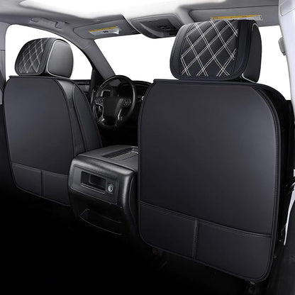 Aierxuan Seat Covers for Cars Pickup 2007-2026 GMC Sierra Chevy Chevrolet Silverado 1500 2500HD 3500HD Trail Boss Z71 Crew Double Extended Cab Waterproof Leather (Full Set, Black-White)