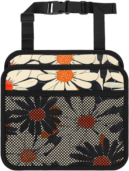 Car Backseat Organizer, PU Leather Back of Seat Cars Hanging Organizer with Pockets Leakproof Car Garbage Bag Hanging Cars Seat Storage Box Travel Accessories Foldable (Flower Orange)