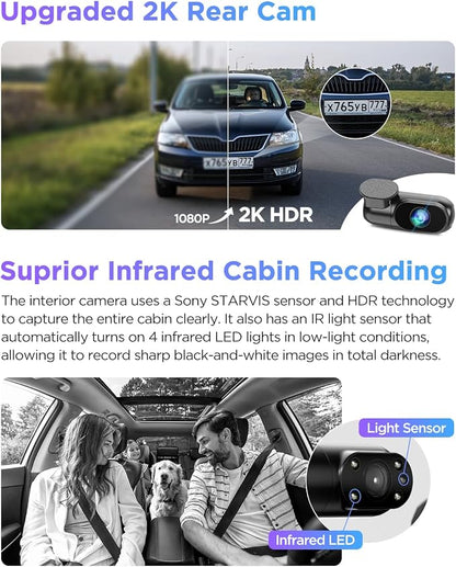 VIOFO A229 Pro 3 Channel 4K HDR Dash Cam, Dual STARVIS 2 Sensors IMX678 & IMX675, 4K+2K+1080P Front Inside and Rear Triple Car Camera, 5GHz WiFi GPS, Voice Control, 24H Parking Mode