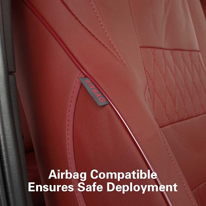 EKR Custom Fit Tacoma Front Car Seat Covers for Toyota Tacoma (Petrol & Hybrid) 2024 2025 2026 Double cab SR/SR5/TRD Sport/TRD Off-Road/Limited - Front Row Only,Faux Leather(Burgundy)